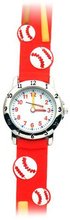 Home Run Kid (Red Band) - Gone Bananas Analog Kids' Waterproof with Animated Baseball Bat Second Hand - 3 ATM Water Resistant