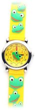 Peace, Love, Frogs and Ribbits! (Yellow Band) Gone Bananas Analog Kids' Waterproof with Animated Frog Face Second Hand - 3 ATM Water Resistant