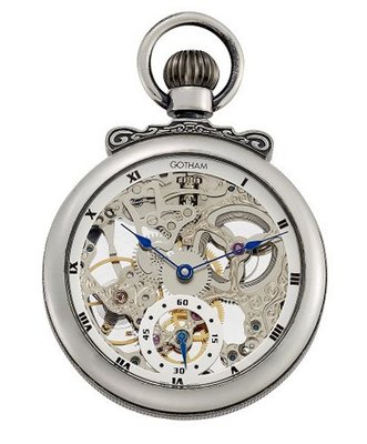 Gotham Antique Silver-Tone Mechanical Pocket with Built-in Stand # GWC14068S