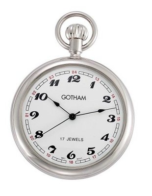 Gotham Classic Silver-Tone 17 Jewel Mechanical Pocket # GWC14048S