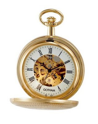Gotham Gold-Tone 17 Jewel Mechanical Double Cover Pocket # GWC14051G