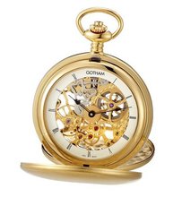 Gotham Gold-Tone Double Cover Exhibition Mechanical Pocket # GWC18801G