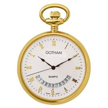 Gotham Mid-Size Gold-Tone Swiss Quartz Date Movement Pocket # GWC14057G