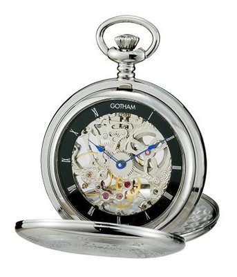 Gotham Silver-Tone Double Cover Exhibition Mechanical Pocket # GWC18800SB