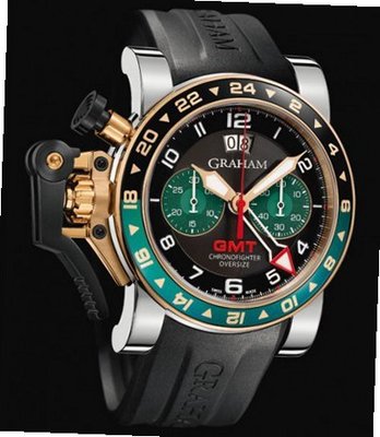 Graham Chronofighter Chronofighter Oversize GMT Steel/Gold Green