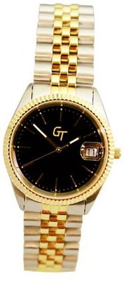 Great Timing GT Unisex 2-Tone 10ATM Black Dial Link Band Date Swiss GTA4508T-blk