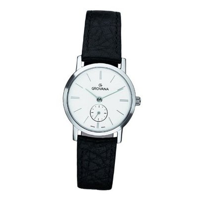 Grovana Quartz with Silver Dial Analogue Display and Black Leather Strap 3050.1532