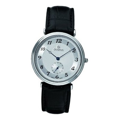 Grovana Silver Arabic Dial Black Leather Small Seconds 1276-5532