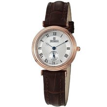 Grovana Silver Dial Rose Gold-Tone Brown Leather Ladies 3276.1568