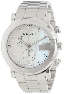 Gucci Unisex YA101351 G-Chrono Mother-Of-Pearl Diamonds Accented Dress