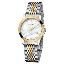 Gucci YA126513 Gucci Timeless Steel and Yellow PVD White Dial