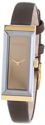 Gucci YA127507 G-Frame Rectangle Brown Satin Strap 18k Case