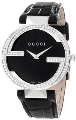 Gucci YA133306 Interlocking Black Crocodile Steel and Diamond
