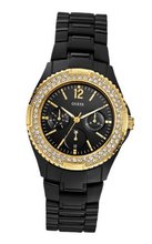 GUESS U0062L8 Classic Feminine Gold Bezel Black