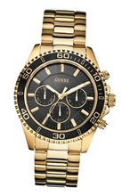 GUESS U0170G2 Sporty Black Dial Gold-Tone Chronograph