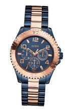 GUESS U0231L6 Iconic Blue Multi-Function Two Tone Blue & Rose Gold-Tone