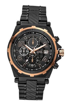 GUESS U0243G2 Cutting Edge Black & Rose Gold-Tone Chronograph Sport