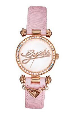 GUESS U0304L3 Iconic Pink Genuine Leather with Rose Gold-Tone Case