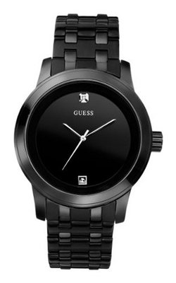 GUESS U12604G1 Self Assured Round Diamond Accent Black IP