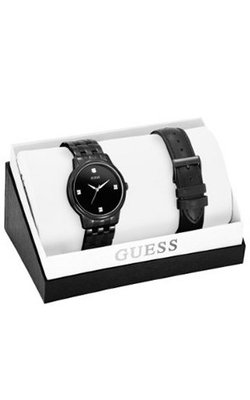 GUESS U13009G1 Classic Black Diamond Accented Interchangeable Strap