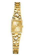 GUESS U95081L1 Crystal Accented Heart Gold-Tone Bracelet