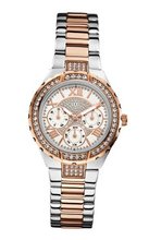 uGuess GUESS U0111L4 Sparkling Hi-Energy Mid-Size Multi-Function Silver & Rose-Gold-Tone 