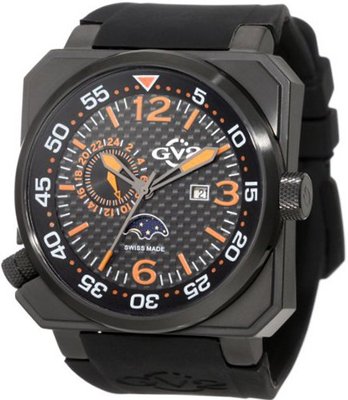 GV2 by Gevril 4512 XO Submarine Black PVD 24-Hour Time Display