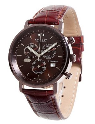 Haas & Cie Quartz with Brown Dial Analogue Display and Brown Leather Strap MFH211NRA
