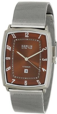 Hamlin HAMM0343:001/04E92GT Ultra Thin Brown Dial TV Case Stainless Steel Mesh Band