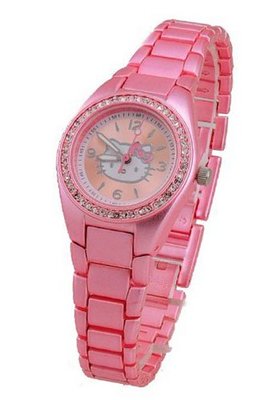 Hello Kitty Girl's HK2106 Pink-Tone Case and Bracelet Crystal Accent