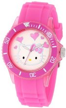 Hello Kitty HWL1346PK Plastic Case Rubber Strap Heart Dial Pink