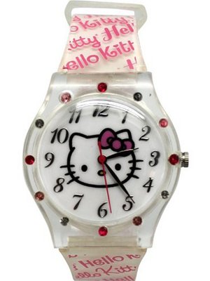 New Hello Kitty HKAQ2797 Pink Round Plastic Case with Plastic Printed Strap