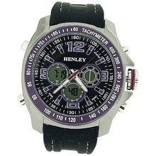 Henley Gents Ana-Dig Chronograph Backlight Black Silicone Strap HDG016.7