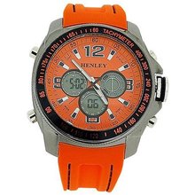 Henley Gents Ana-Dig Chronograph Backlight Orange Silicone Strap HDG016.8