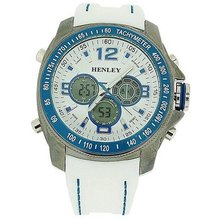 Henley Gents Ana-Dig Chronograph Backlight White Silicone Strap HDG016.6