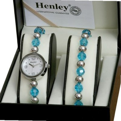Henley Aqua Marine/Chrome & Jewellery Set