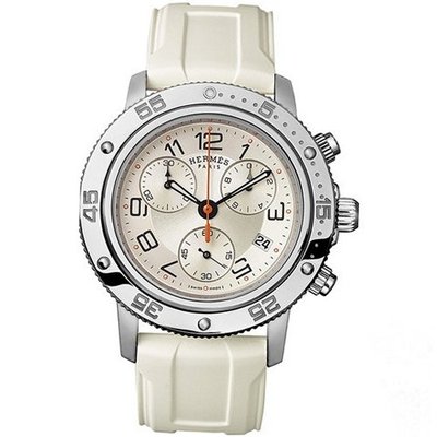 Hermes Clipper CP2.410.220/1C5 36mm Stainless Steel Case White Rubber Anti-Reflective Sapphire