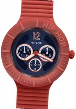 Hip Hop Multi-Function 42mm Unisex Quartz with Blue Dial Analogue Display and Orange Plastic or PU Strap HWU0179