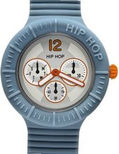 Hip Hop Multi-Function 42mm Unisex Quartz with White Dial Analogue Display and Blue Silicone Strap HWU0176