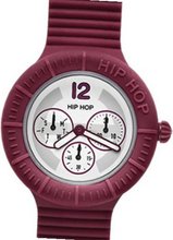 Hip Hop Multi-Function 42mm Unisex Quartz with White Dial Analogue Display and Red Silicone Strap HWU0174