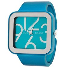 New Age Fashion Cuff with Square Face and Matte Chic Finish - Turquoise