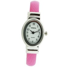 Petite Cuff with Oval Dial Lizard Design Strap - Hot Pink