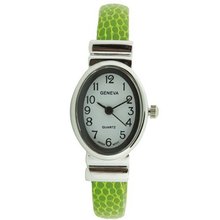 Petite Cuff with Oval Dial Lizard Design Strap - Lime
