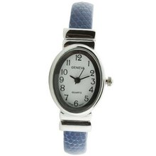 Petite Cuff with Oval Dial Lizard Design Strap - Navy