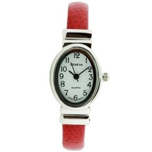 Petite Cuff with Oval Dial Lizard Design Strap - Red