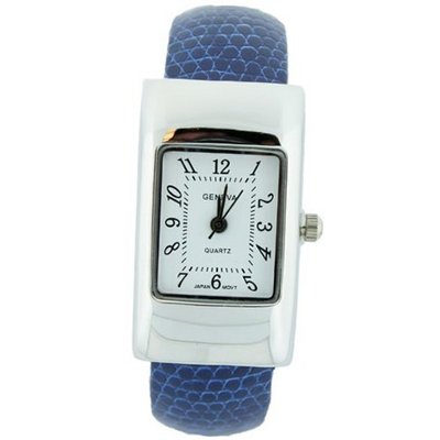 Petite Cuff with Rectangle Dial Lizard Design Strap - Navy