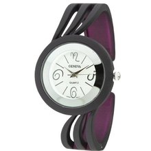 Twist Style Cuff with Round Face and Matte Chic Finish - Purple