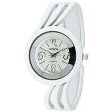 Twist Style Cuff with Round Face and Matte Chic Finish - White