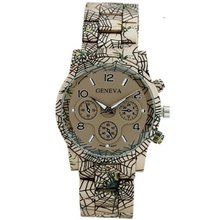 uHPW Spooky Spider Web Print Wrist for Halloween- Brown 