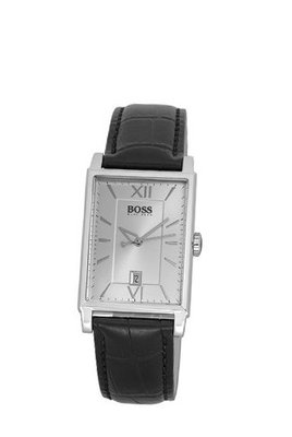 Hugo Boss Quartz with Silver Dial Analogue Display and Black Leather Strap 1512469